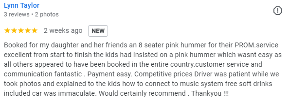 pink limo hire review London