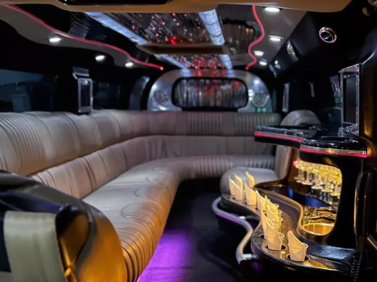 white hummer limo inside